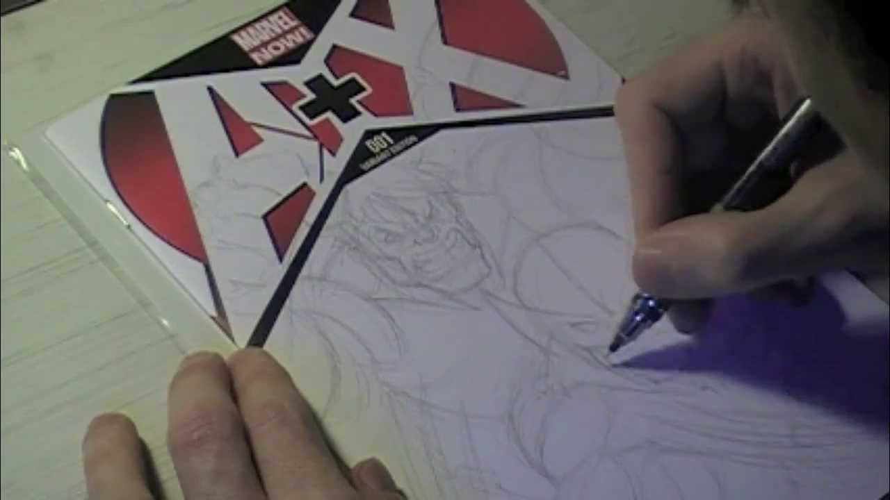 Art of Todd Nauck — Deadpool. Sepia tone Pigma Micron pens (05 & 01)