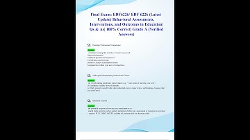 FINAL EXAM EDF6226 EDF 6226 LATEST 2024 2025 UPDATE BEHAVIORAL ASSESSMENTS INTERVENTIONS AND OUTCOME