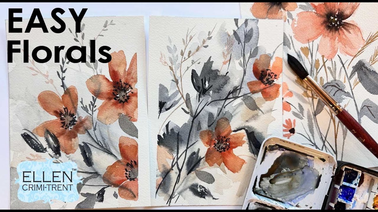 Watercolor Loose Autumn flowers for beginners - YouTube