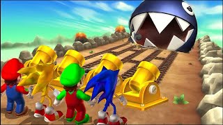 Mario Party 9 MiniGames Sonic Vs Mario Vs Super Sonic Vs Green Mario (Master Difficulty)