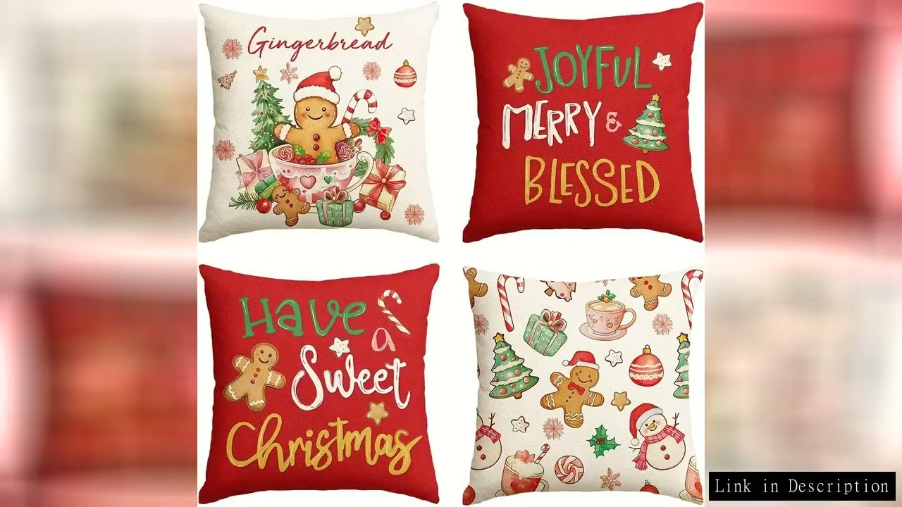 Festive Christmas Pillowcases: Gingerbread, Joyful, Sweet Wishes & Whimsical Prints Sofa bed cushion