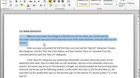 Word 2010 Tutorial Cutting, Copying, and Pasting Microsoft Training Lesson 3.2