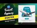 Modern Travel Agency Poster Design in Canva | Creative Design Tutorial