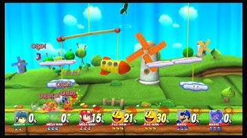 Super Smash Bros. for Wii U Hack | Black Melee Marth vs. 2 Megaman, Pacman and Mario - CPU Level 9