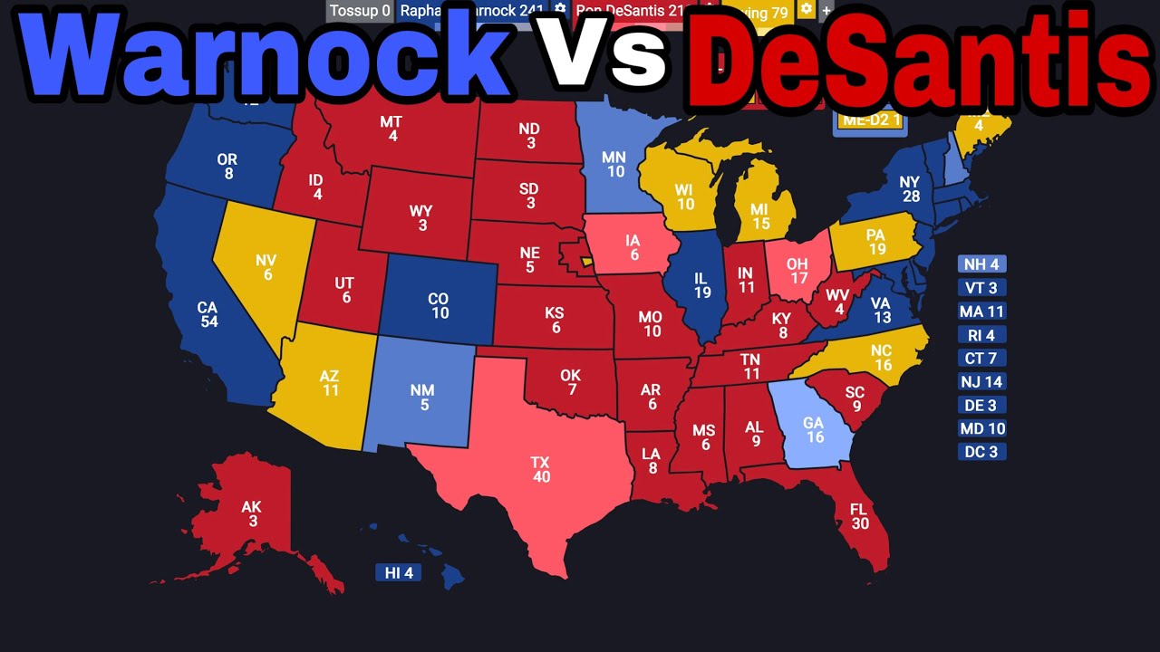 Raphael Warnock Vs Ron DeSantis, 2024 Election Prediction (November