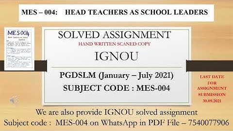 IGNOU PGDSLM MES 004