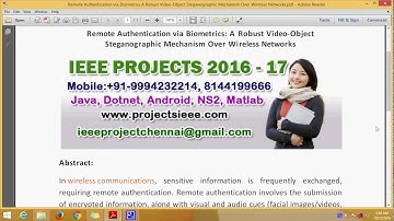 Remote Authentication via Biometrics A Robust Video Object Steganographic Mechanism Over Wireless Ne