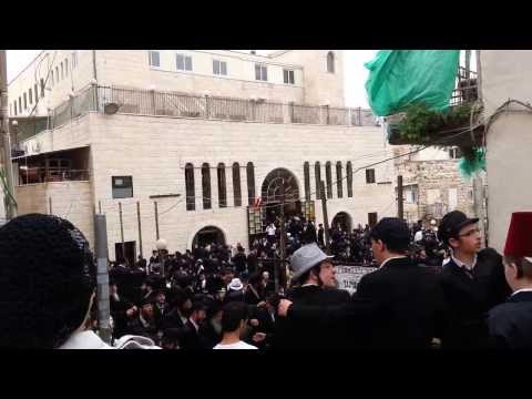 Karlin Stoliner Chassidim Gathering For The PURIM Tish 2014