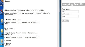 html grouping form with fieldset in telugu with tags, notepad lesson: 21 (part-6)