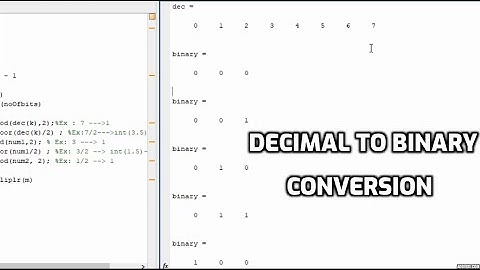 decimal to binary conversion in Matlab