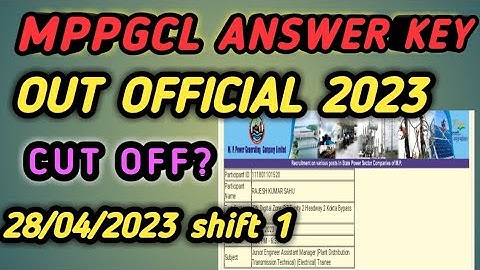 MPPGCL ANSWER KEY OUT 2023 // ELECTRICAL BATCH 1//CUT OFF // ANSWER KEY // RESULT BY RAJESH