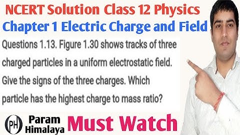 Questions 1.13. Figure 1.30 shows tracks of three charged particles in a uniform electrostatic field