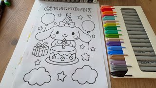 ASMR Coloring Cinnamoroll Birt ay Cake Alcohol Marker Coloring No Talking