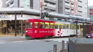 富山地鉄富山軌道線7000形 西町停留場発車 Toyama Chitetsu Toyama City Tram Line 7000 series Tramcar