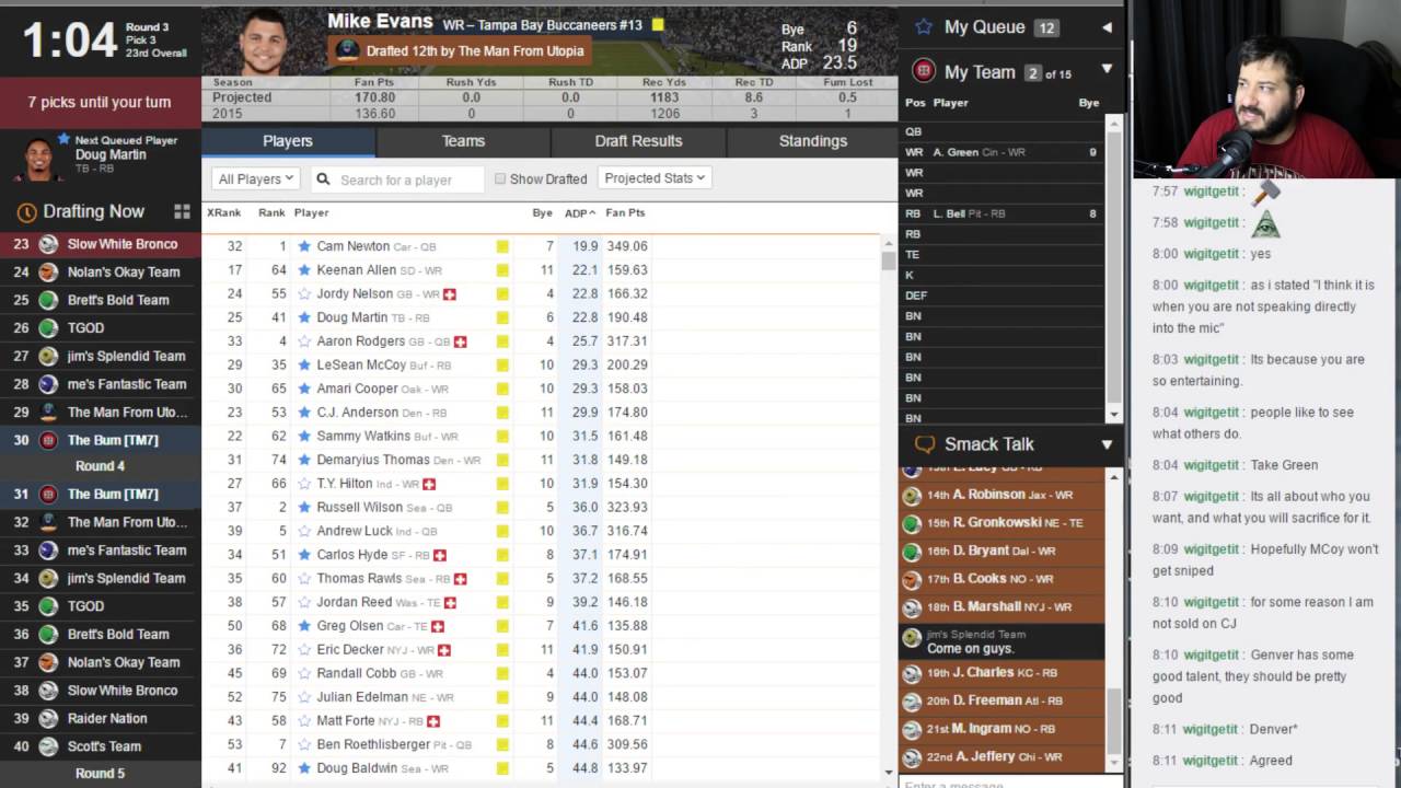 Fantasy Football Money League Draft ( Spot #10 in 10 Team League ) - Bum's Blitz