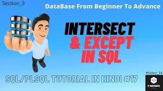 Intersect | Except | Intersect in SQL | Except is SQL | Intersect & Except in SQL in Hindi