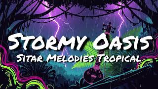 Stormy Oasis | Sitar Melodies | Tropical Rainfall Ambience | No Copyright Content