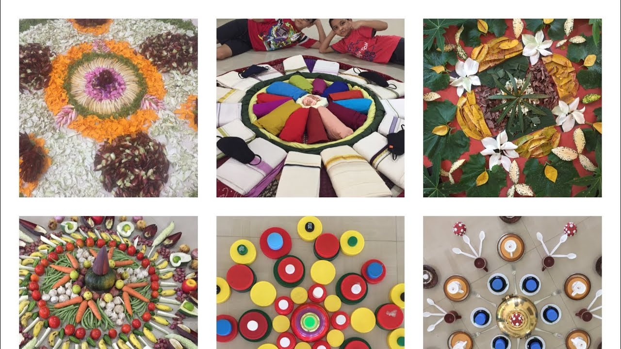 10 different pookkalams from Orenj World😊 Variety flower carpets for onam