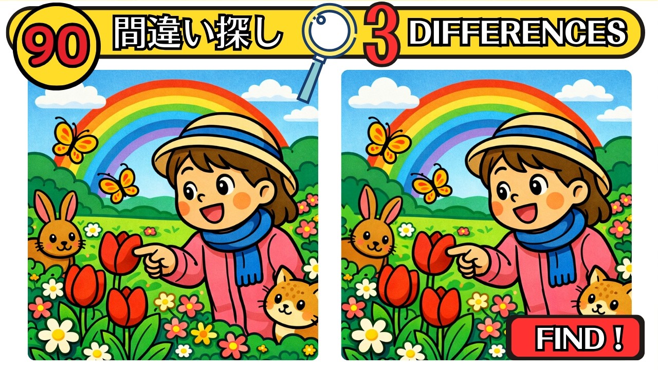 【3 отличия × 90 сек】Весенний цветочный сад♪ Найди отличия #286 (CC) 🔈