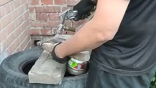 Пескоструй + покраска топора  и диска авто цвет Марс первый опыт