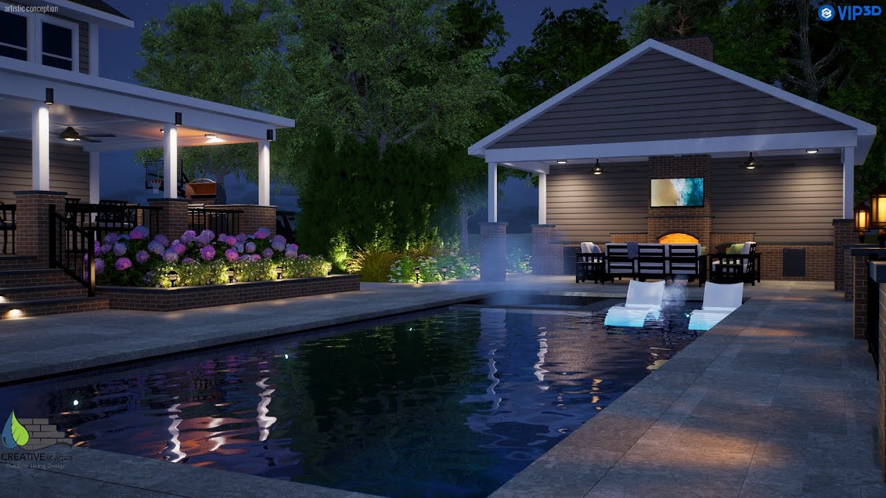 Swimming Pool & Outdoor Pavilion 3D Design Concept