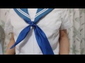 セーラー服を着てみた、学生、ネクタイ、スカーフ、リボンの結び方１