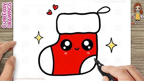 How to Draw a Cute Christmas Stocking - Easy Drawing and Coloring for Kids 2