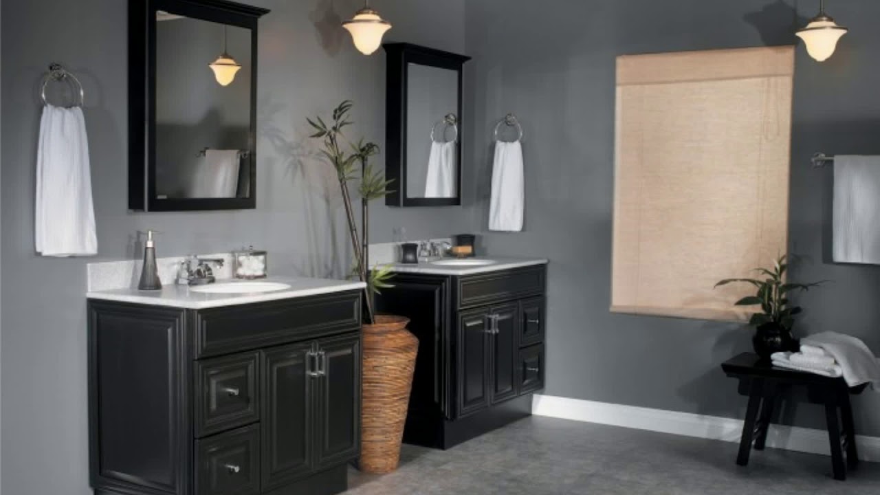 Grey Bathroom With Blue Accents Grey Bathroom With Blue Accents