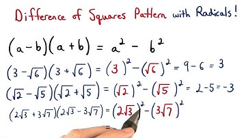 Difference of Squares Pattern with Radicals - Visualizing Algebra