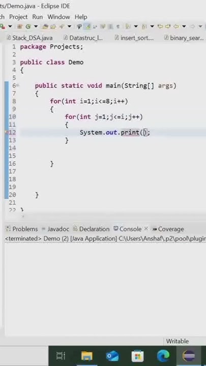 number patterns in java using for loop - YouTube