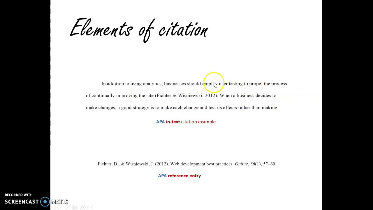 apa youtube in text citation