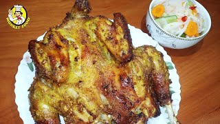 How to Make Grilled Chicken | របៀបធ្វើមាន់អាំងប្រទ្បាក់គ្រឿង | Salad Cooking Recipe - Monkey Food