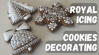 Easy Christmas Gingerbread Cookie Decorating: Tree, Bell, & Snowflake Designs