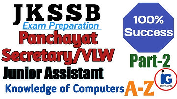 Basic Applications of Computer & its components |JKSSB VLW, Jr Assistant Exam Preparation MCQ Part-2