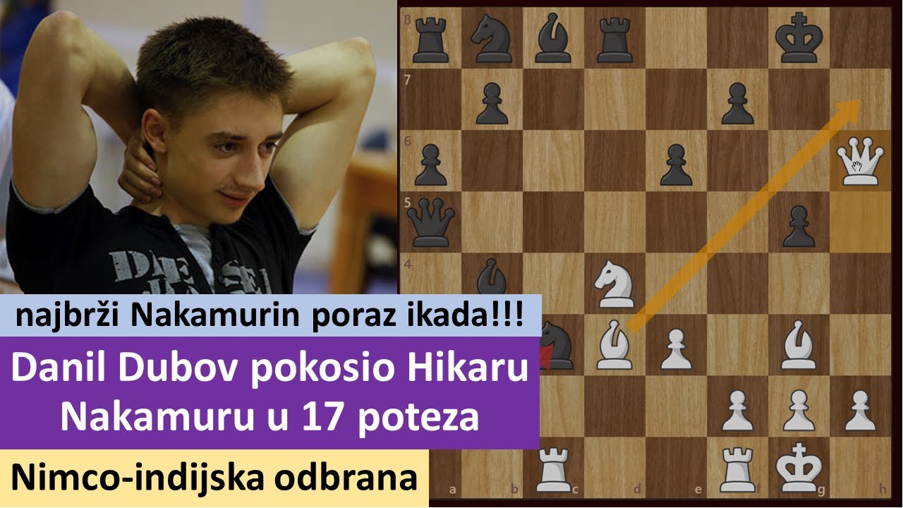 Danil Dubov pokosio Hikaru Nakamuru u 17 poteza - šahovske partije - Nimco-indijska odbrana