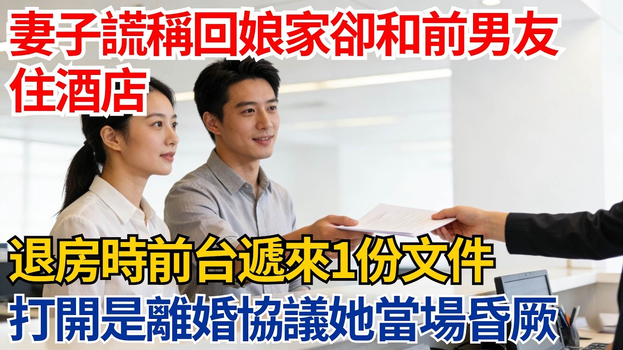 妻子謊稱回娘家卻和前男友住酒店，退房時前台遞來一份文件，打開發現是離婚協議她當場昏厥【都市際遇】#都市情感#情感故事#妻子出軌#出軌故事#婚姻背叛#反轉劇情