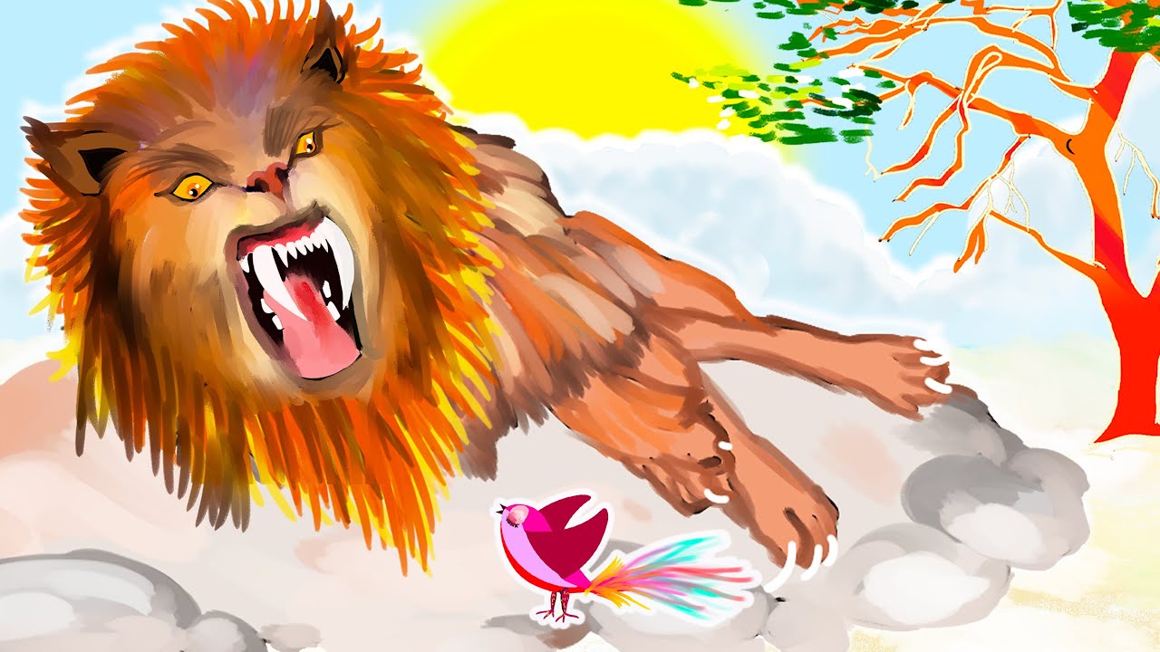 Le puissant lion et le petit oiseau | Dessin animé en français | Contes du Guera