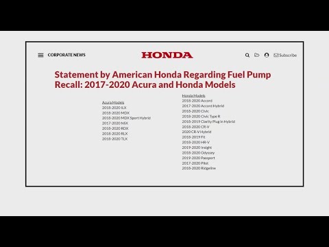 Honda, Acura recall millions of cars over fuel pump issue