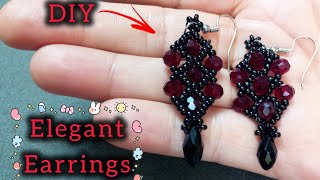 : Elegant Red and Black Beaded Earrings DIY Handmade Stylish Earrings Tutorial   
