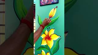 flowers and wall painting 3d design #youtubeshorts #viralshort #wallpaintingdesign