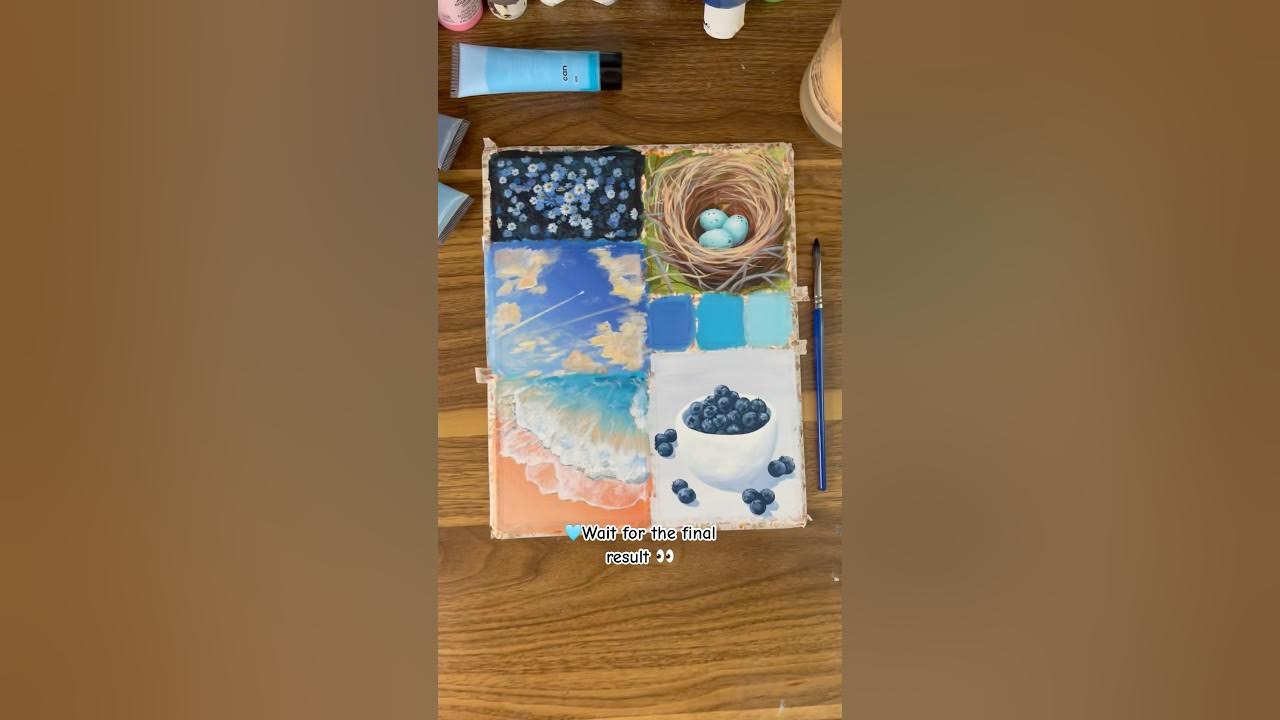 🩵Painting process for the blue mood board🎨#artlovers #moodboard #asthetic #blue #artshorts #paint 🩵Painting process for the blue mood board🎨#artlovers #moodboard #asthetic #blue #artshorts #paint