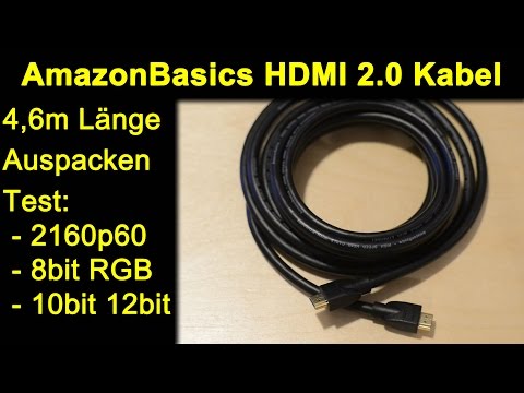 AmazonBasics HDMI 2.0 Kabel 4,6m - Test UHD 2160p 60hz 8bit RGB & 10bit, 12bit YCbCr 4:2:2 HDR