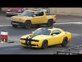 Hellcat vs allelectric pickup truck rivian  drag racing