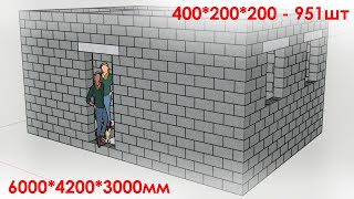 Проект домика 6 на 4 метра с расчетом материала для постройки коробки из керамзитовых блоков