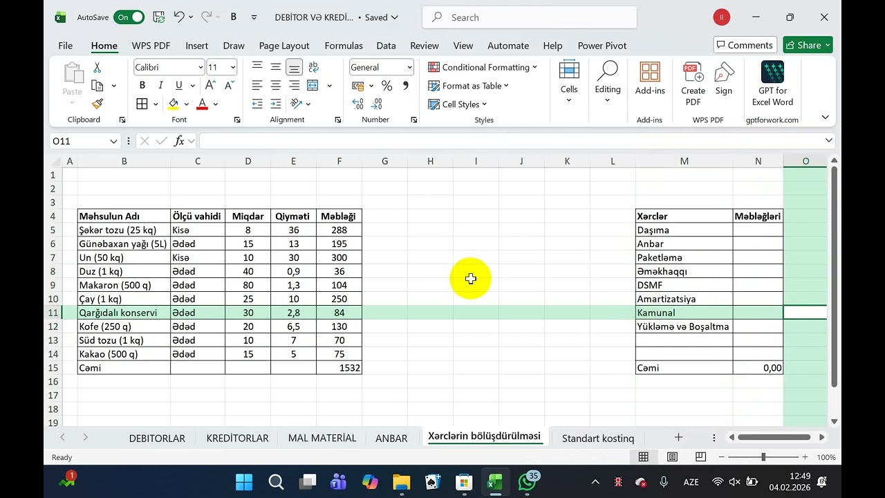 Xərclərin bölüşdürülməsi