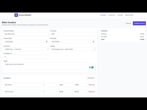 Invoice Builder IronPDF