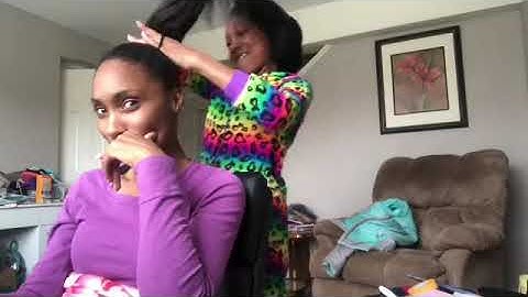 Doing my mom’s hair!