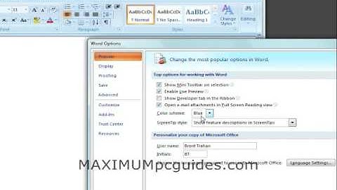 Change the Color Scheme of Office 2007