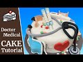 Medical doctor cake tutorial  dr or nurse supplies mask needles pills bandages cake topper