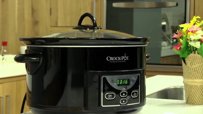 Crock-Pot 4.5-Quart Lift & Serve Hinged Lid Slow Cooker, One-Touch Control,  Black